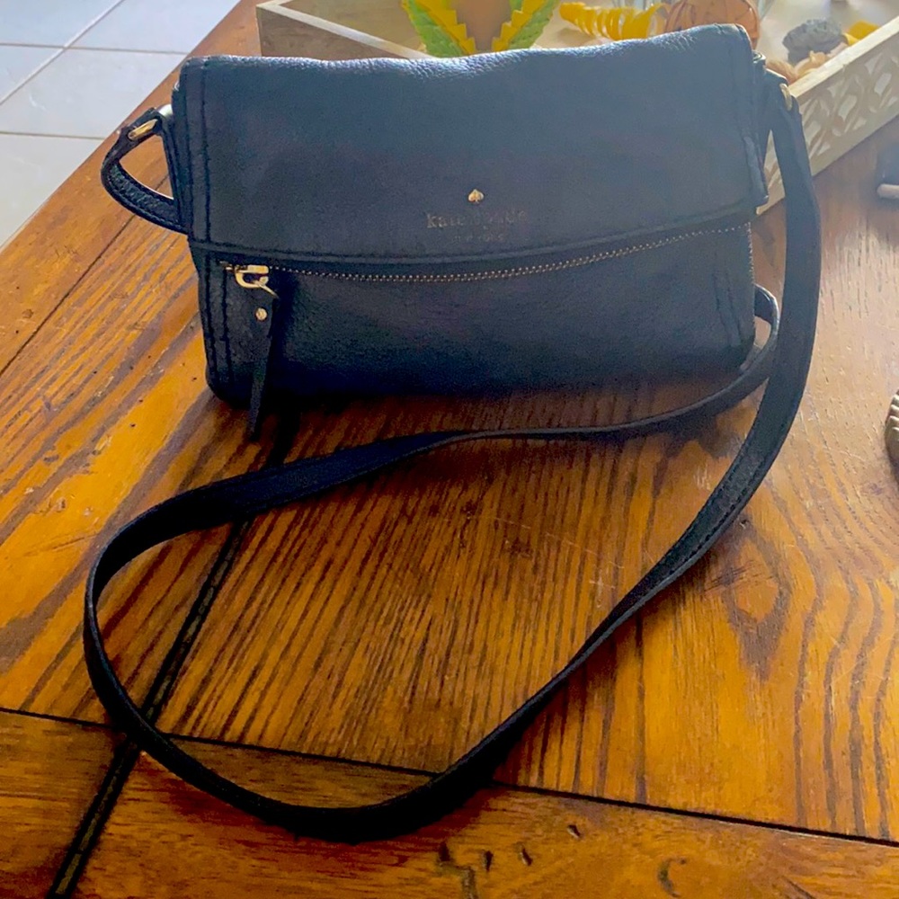 Black Leather Kate Spade Foldover Crossbody